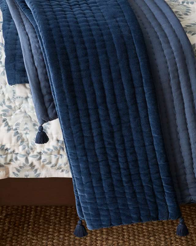 Quilted Velvet Throw Blanket, 50"